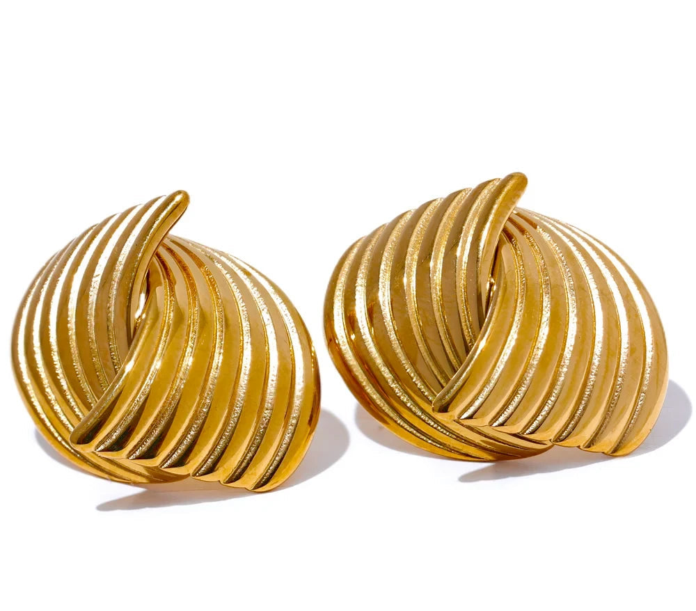 Premium Quality Gold Earrings and Ring for Women | Geometric Stainless Steel Stud Earrings and Ring