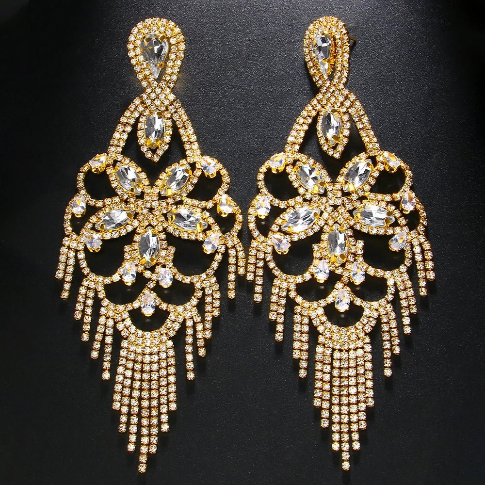 Crystal Chandelier Tassel Drop Earrings - The PM Edit