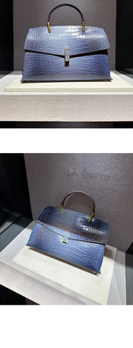 Load image into Gallery viewer, Shell-Shaped Crocodile Pattern Leather Bag – Luxe Texture, Bold Silhouette
