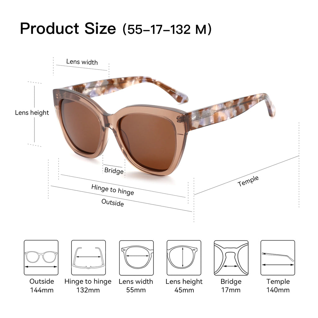 Oversized Butterfly Cat-Eye Sunglasses | Polarized UV400 | Acetate Frame