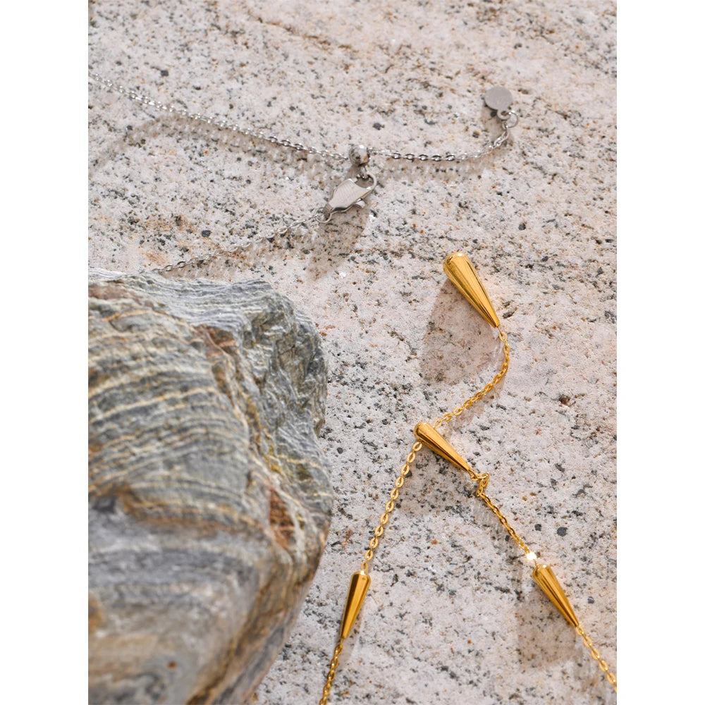Teardrop Lariat Y-Necklace in 18K Gold & Silver
