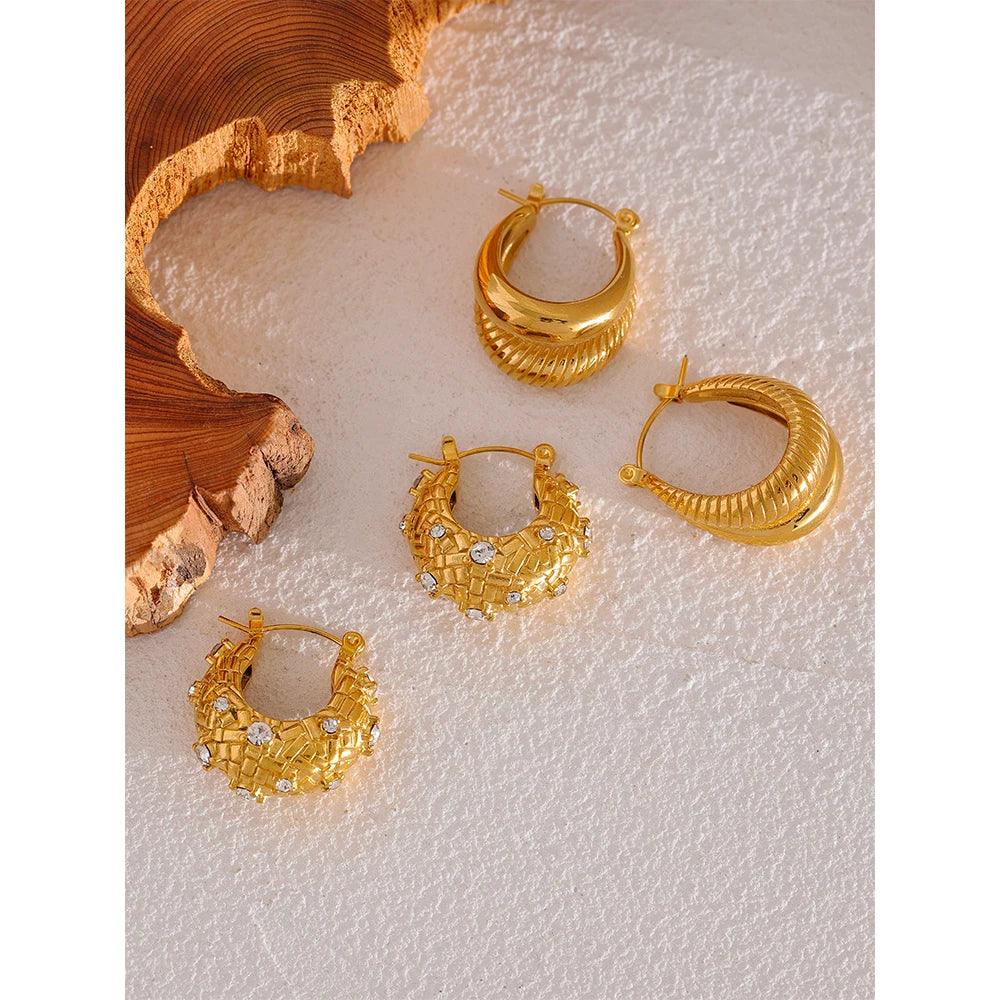PVD Gold-Plated 316 Stainless Steel Geometric Hoop Earrings