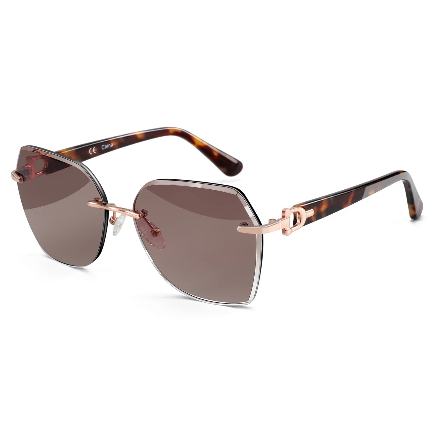 Rimless Oversized Butterfly Sunglasses | UV400 | Diamond-Cut Lenses