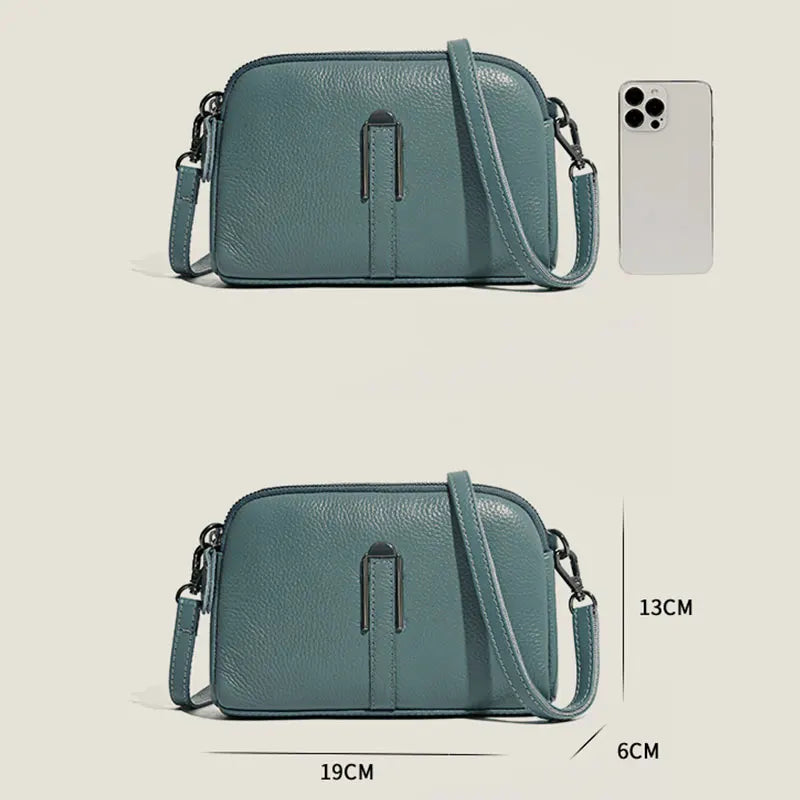 Genuine Cow Leather Crossbody Messenger Flap Bag for Women