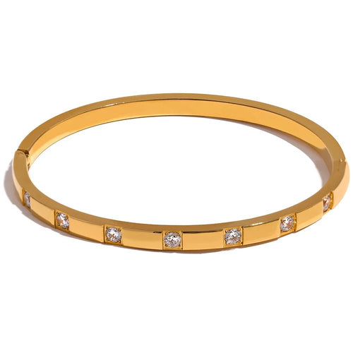 PVD-Plated Stainless Steel Cubic Zirconia Bangle Bracelet - The PM Edit