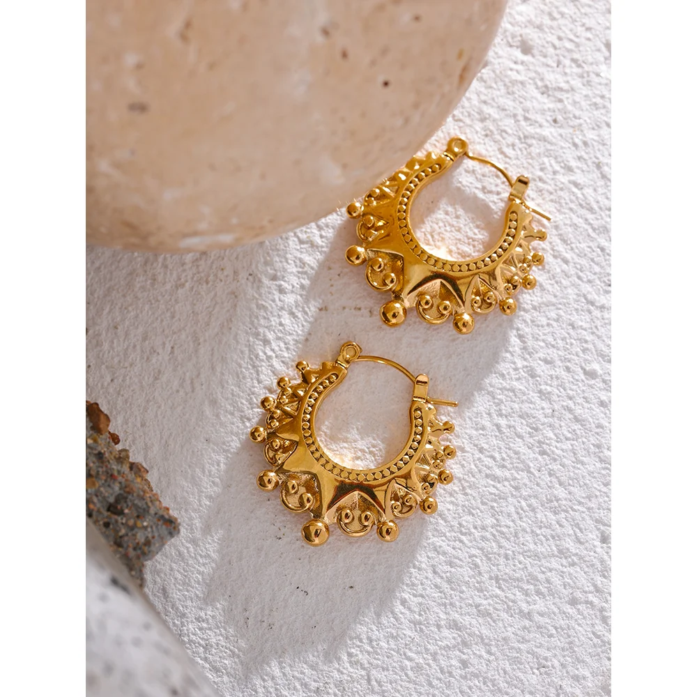Women's Gold-Plated Stainless Steel Geometric Half-Hoop Earrings | PVD Gold Plating