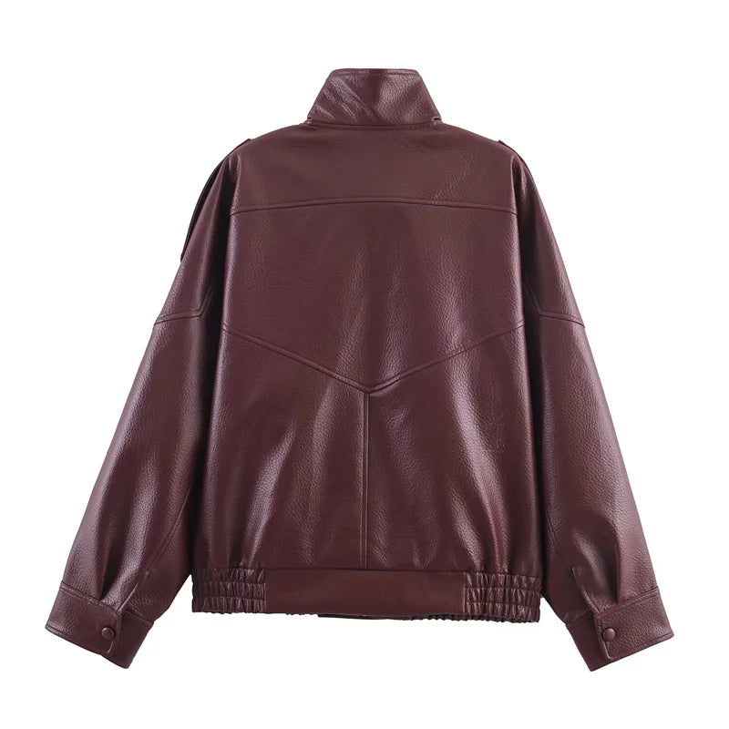 Structured Pebble Faux Leather Jacket Motorcycle Style