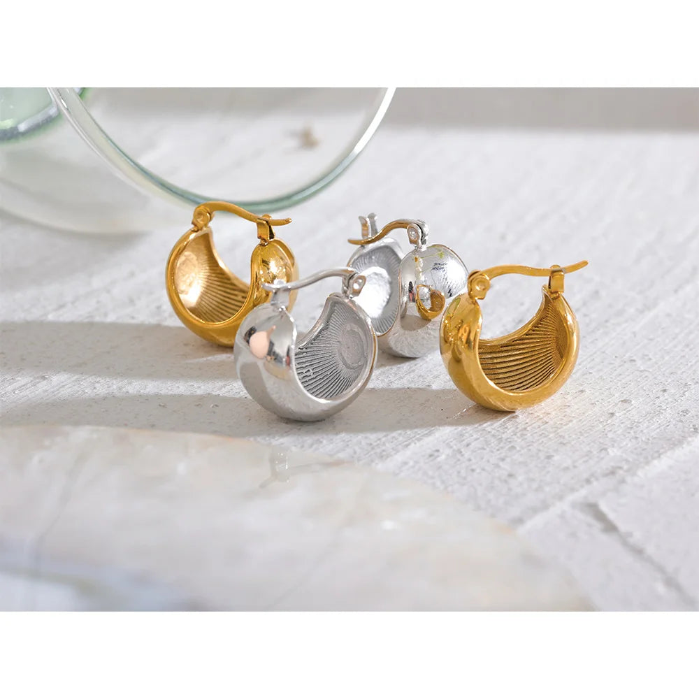 Chunky Dome Hoop Earrings | 18K Gold & Silver Stainless Steel