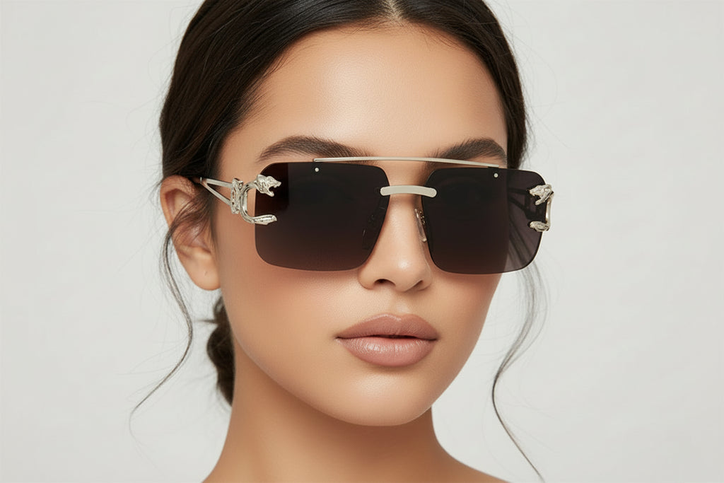 Rimless Square Sunglasses | Vintage Double Bridge
