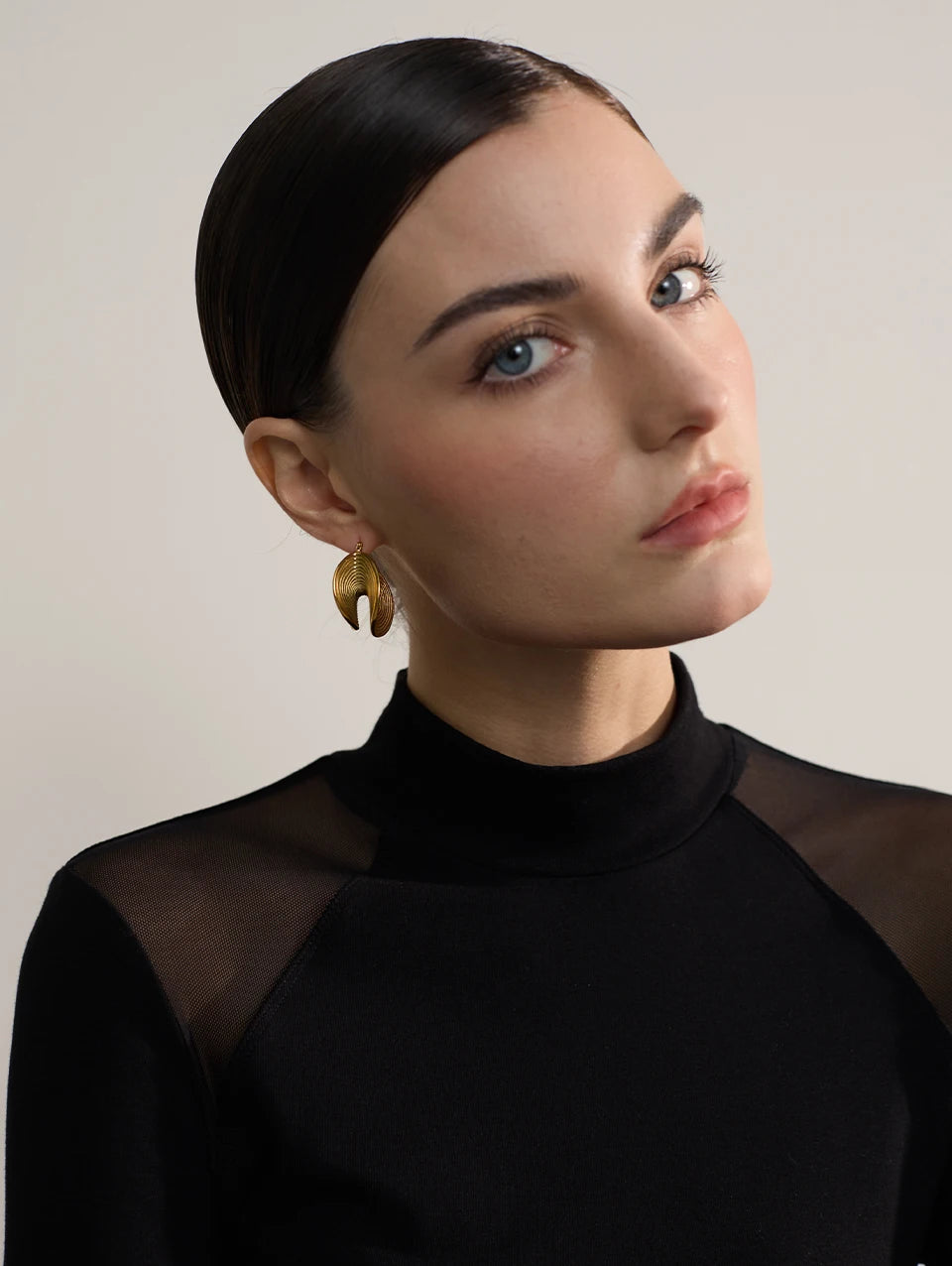 Ridged Gold Hoop Earrings