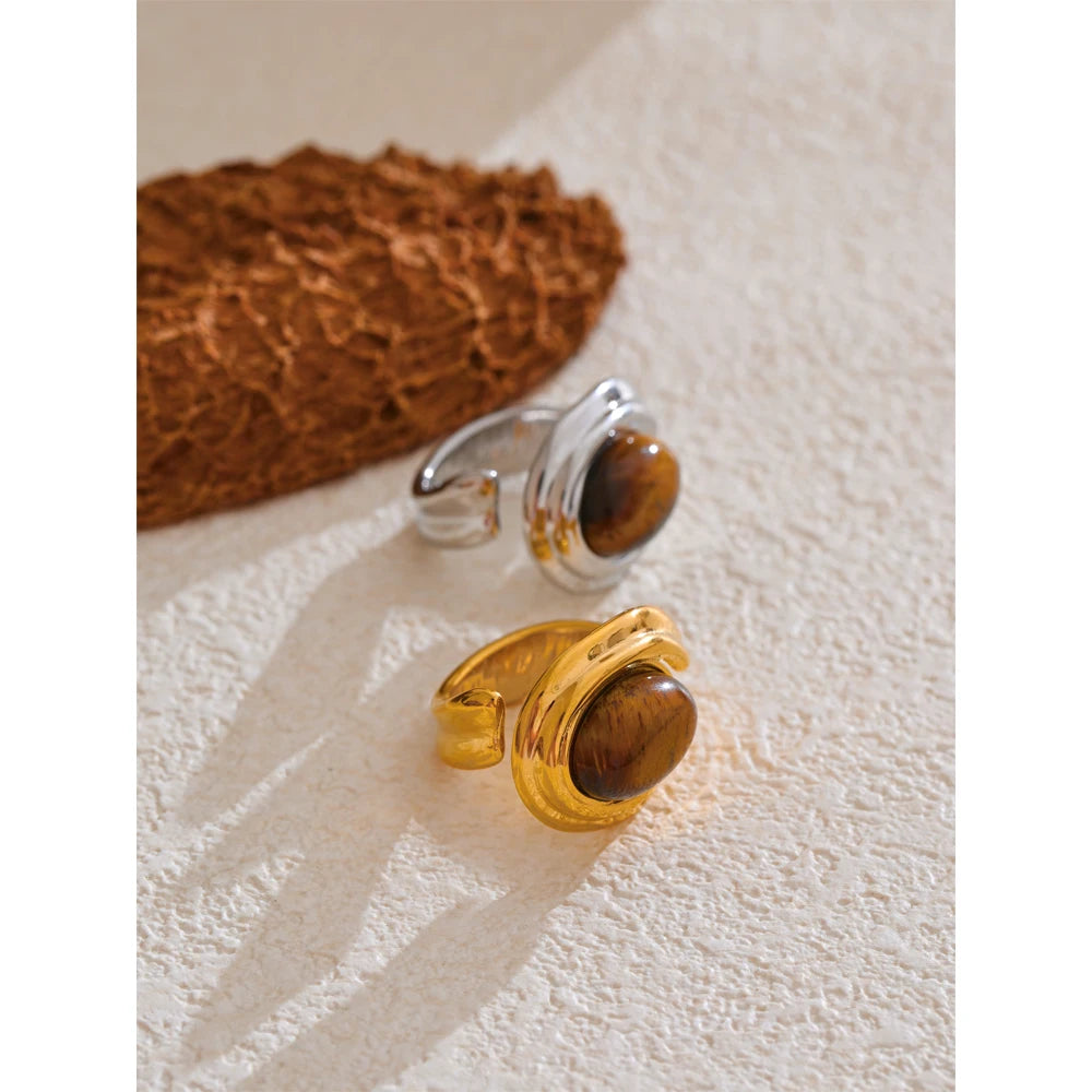 Tiger's Eye Open Ring
