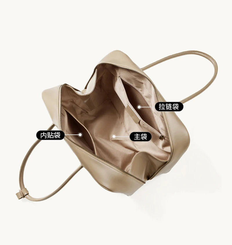 Genuine Cowhide Leather Tote Satchel | Large Capacity Work Bag