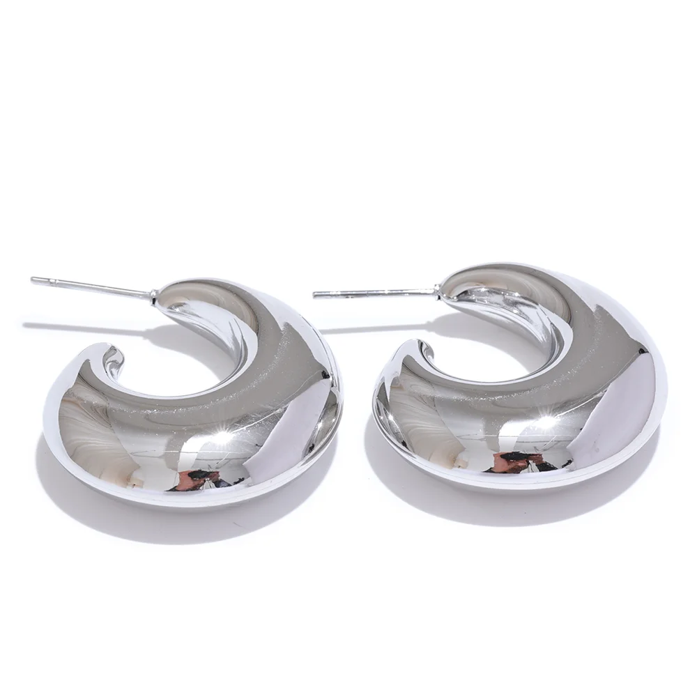 Chunky Crescent Hoop Earrings | PVD Stainless Steel | Gold & Silver