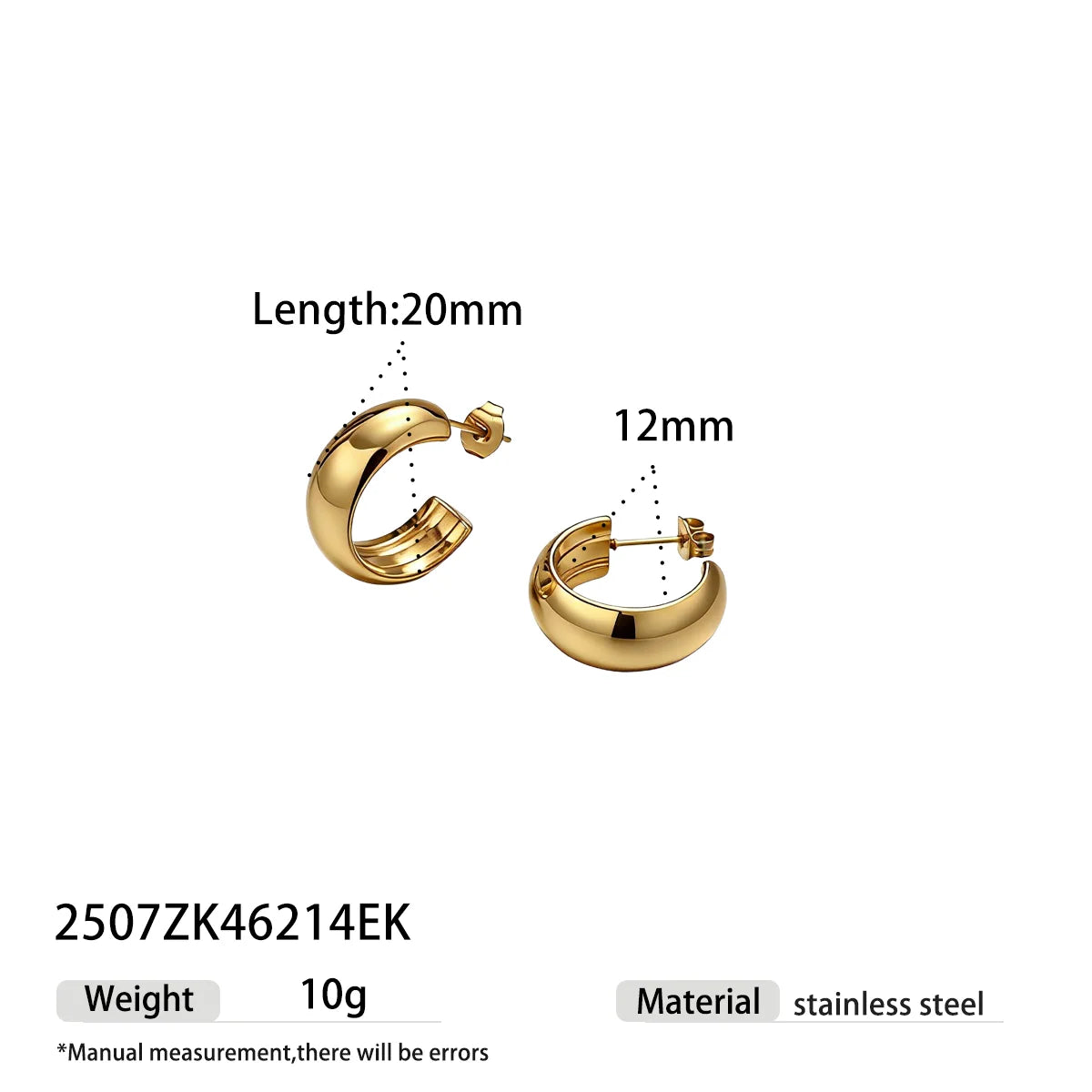 Chunky Gold Dome Hoop Earrings | Waterproof PVD Stainless Steel Minimalist Jewelry
