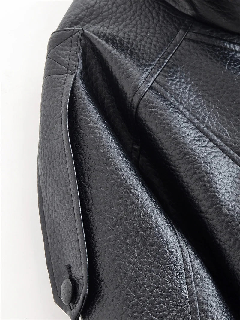 Structured Pebble Faux Leather Jacket Motorcycle Style