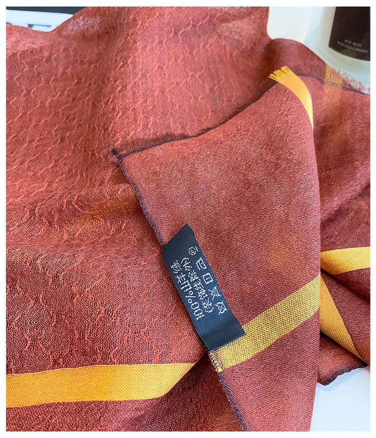 Cashmere Square Scarf | Geometric Grid Pattern, Double-Sided | 65x65cm