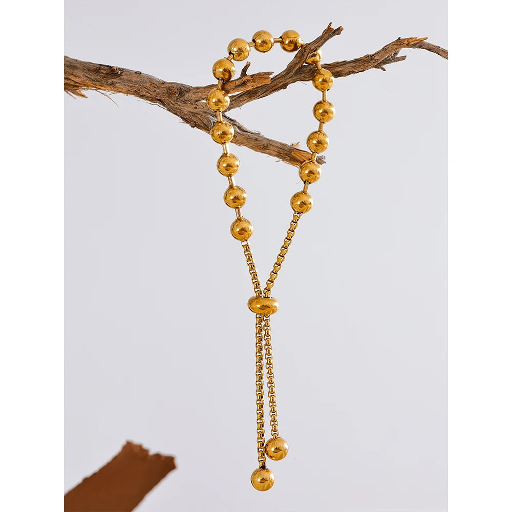 Gold Beaded Chain Bracelet