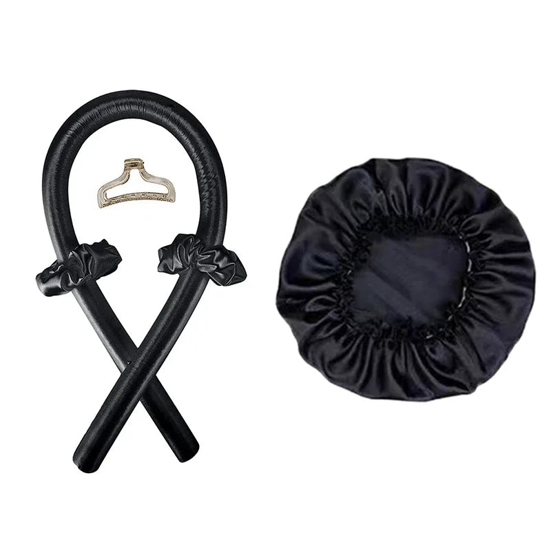 Heatless Curl Set with Satin Sleeping Cap | Heat-Free Overnight Curls