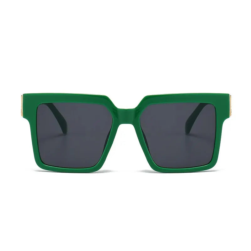 Black Oversized Square Sunglasses for Women | Black Designer Frames with Gold Accents