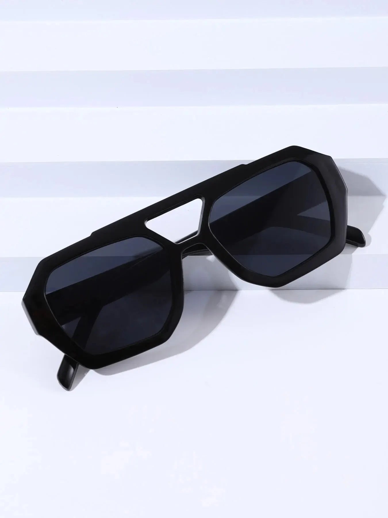 Tortoise Shell Double Beam Geometric Sunglasses | Retro Oversized Eyewear