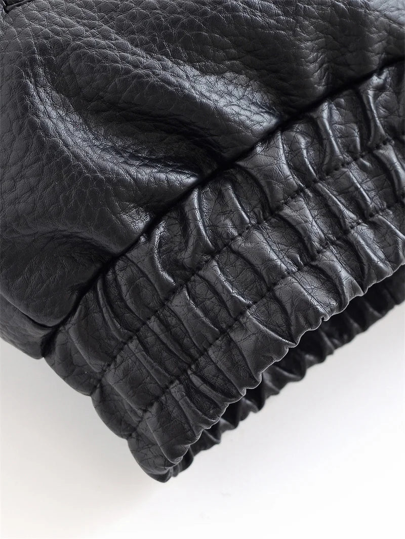 Structured Pebble Faux Leather Jacket Motorcycle Style