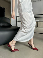 Load image into Gallery viewer, Pointed-Toe Strappy Slip-On Heels
