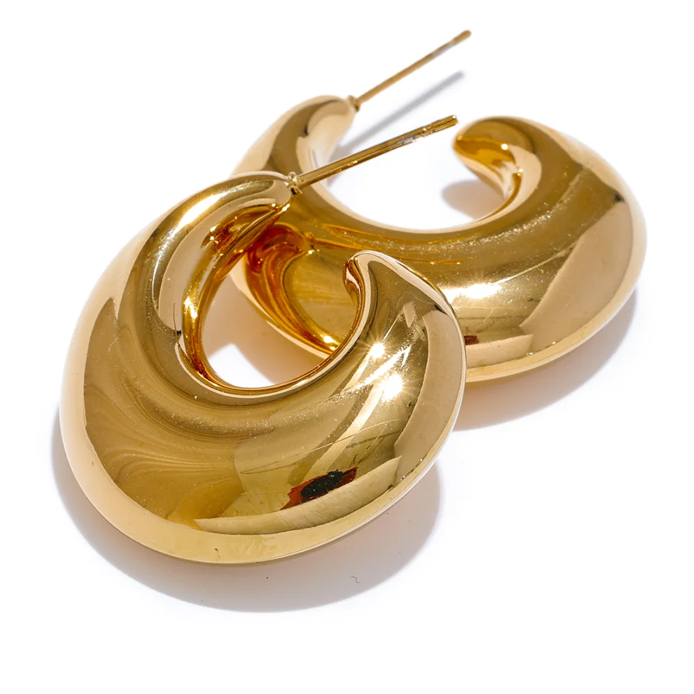 Chunky Crescent Hoop Earrings | PVD Stainless Steel | Gold & Silver