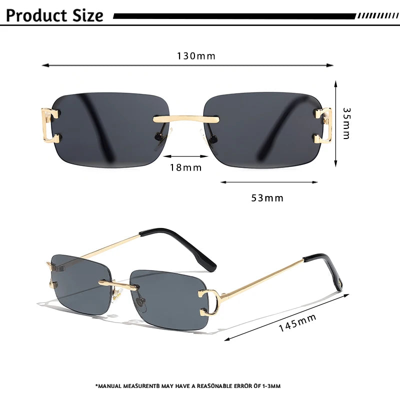 Rimless Rectangular UV400 Sunglasses | Copper Frame