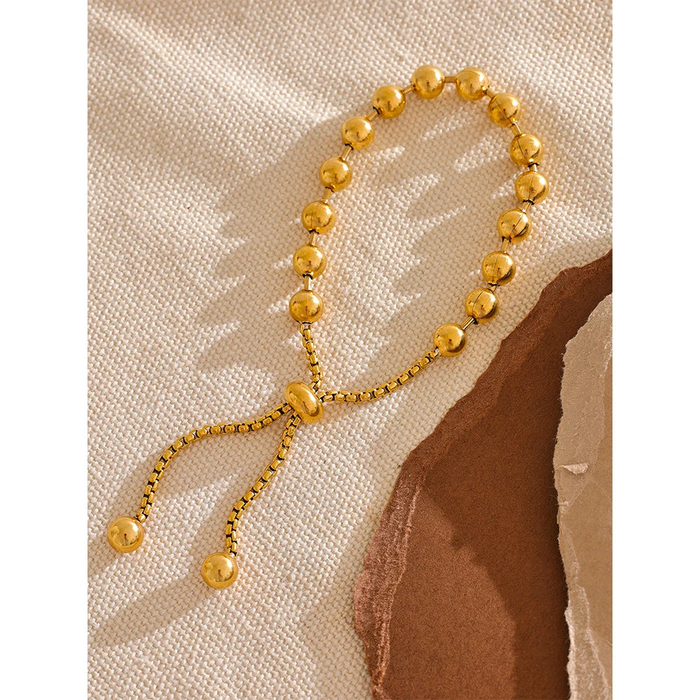Gold Beaded Chain Bracelet