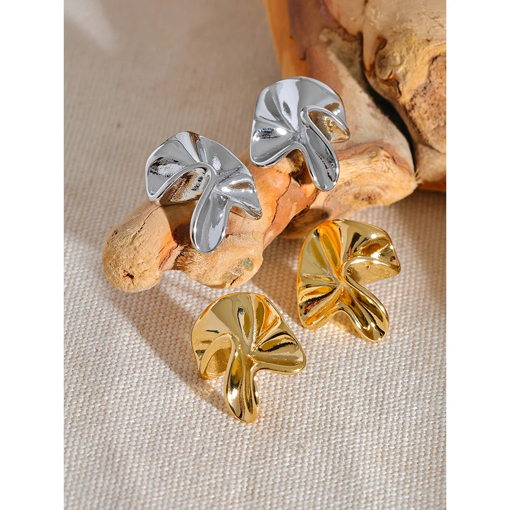 316L Stainless Steel Sculptural Flower Stud Earrings
