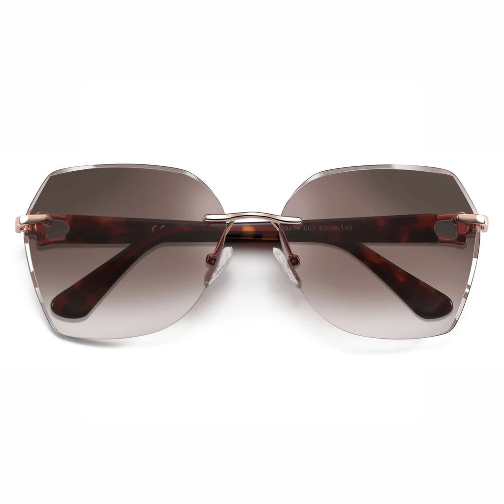 Rimless Oversized Butterfly Sunglasses | UV400 | Diamond-Cut Lenses