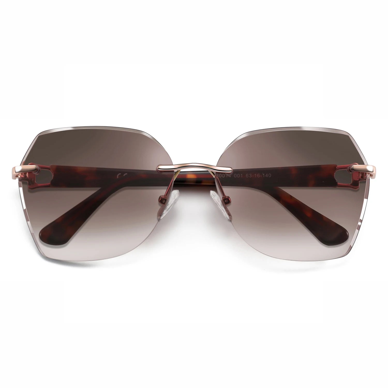 Rimless Oversized Butterfly Sunglasses | UV400 | Diamond-Cut Lenses