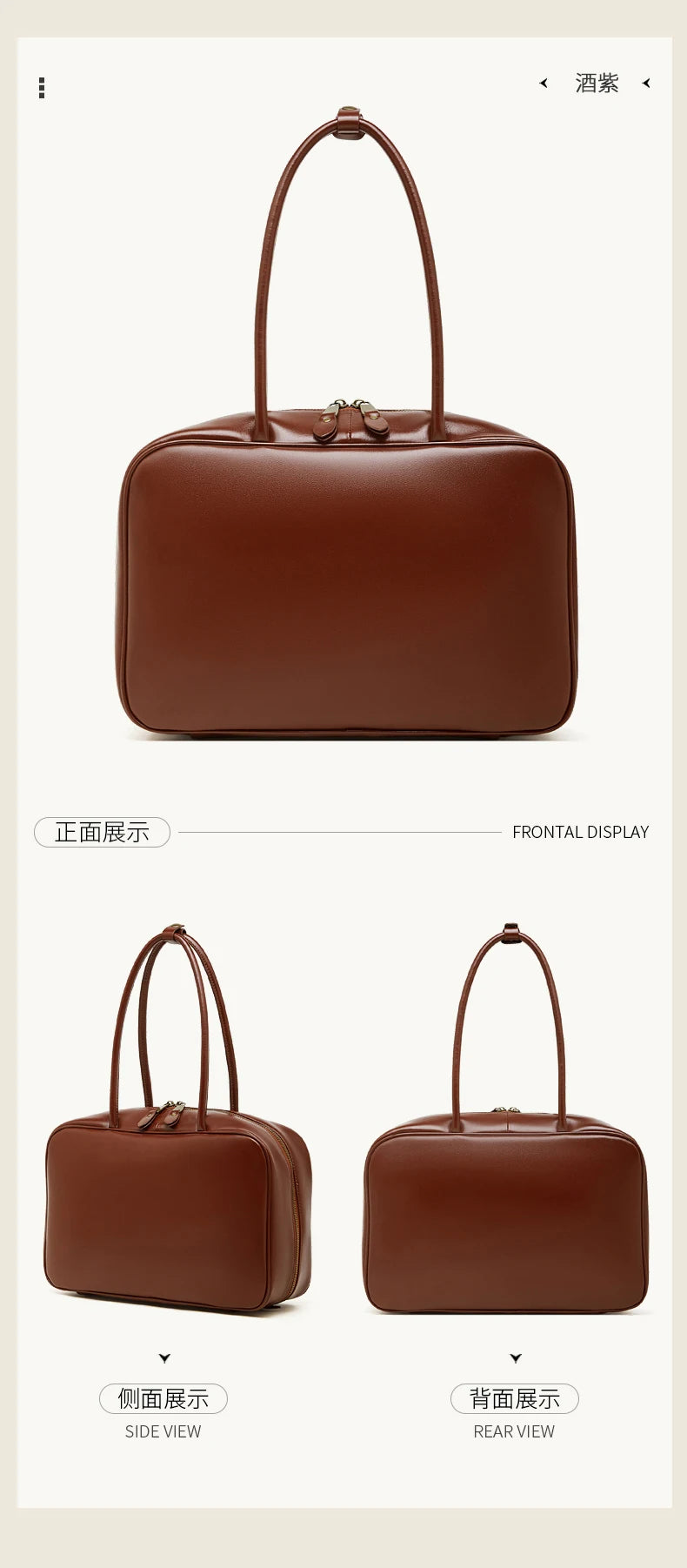 Genuine Cowhide Leather Tote Satchel | Large Capacity Work Bag