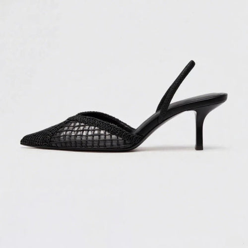 Woven Mesh Pointed - Toe Slingback Heels - The PM Edit