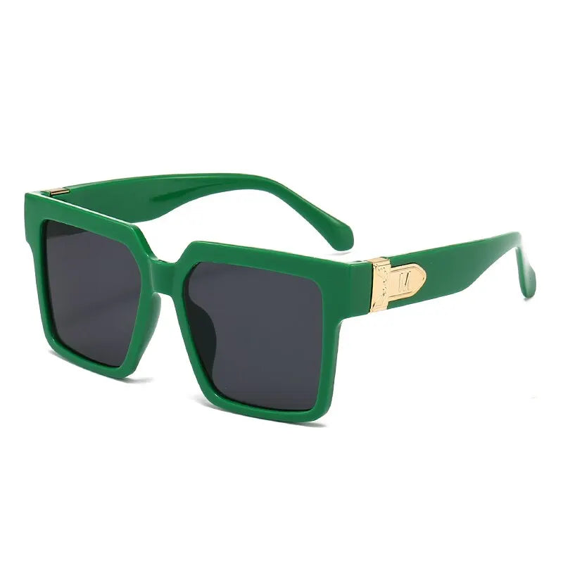 Black Oversized Square Sunglasses for Women | Black Designer Frames with Gold Accents