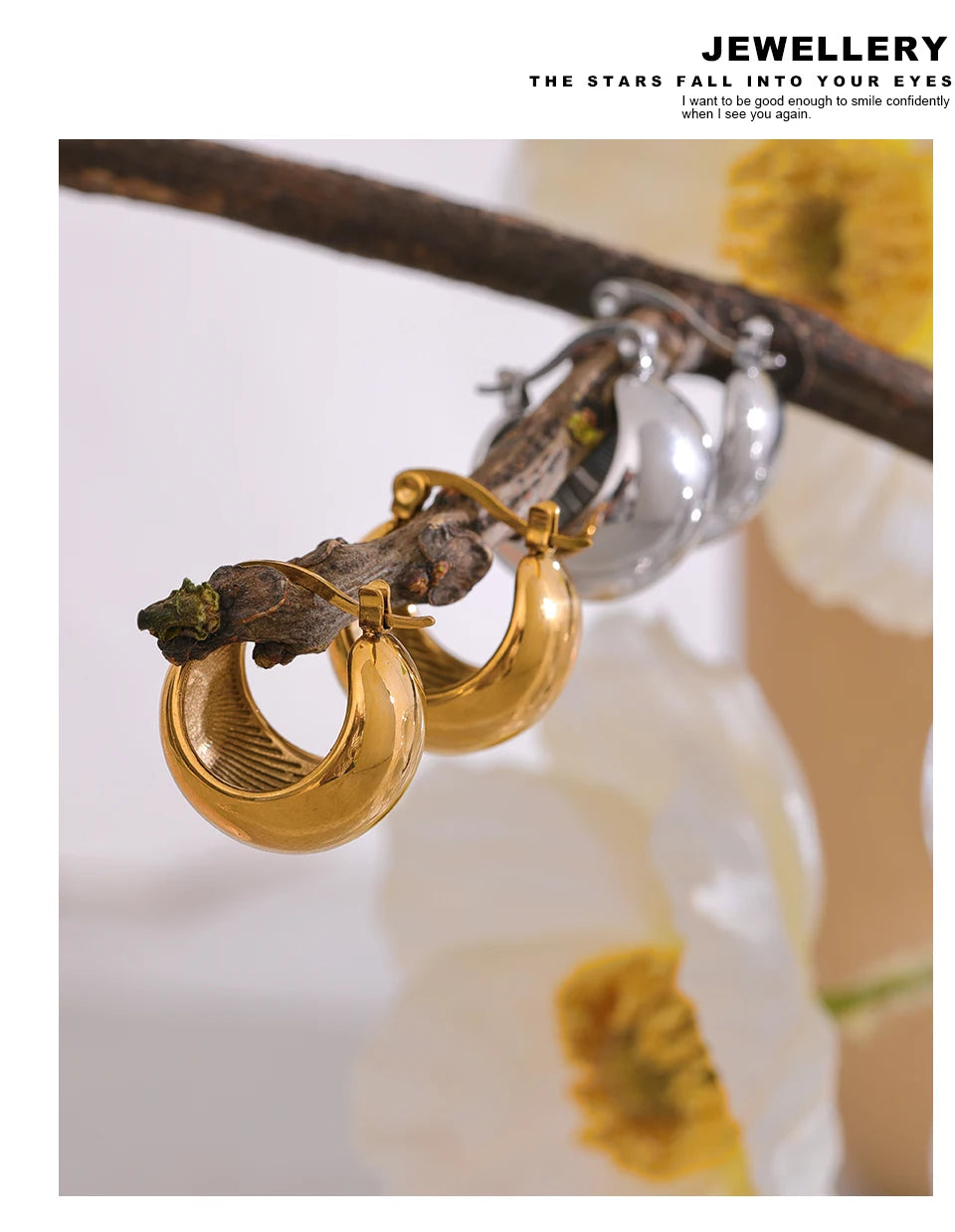 Chunky Dome Hoop Earrings | 18K Gold & Silver Stainless Steel