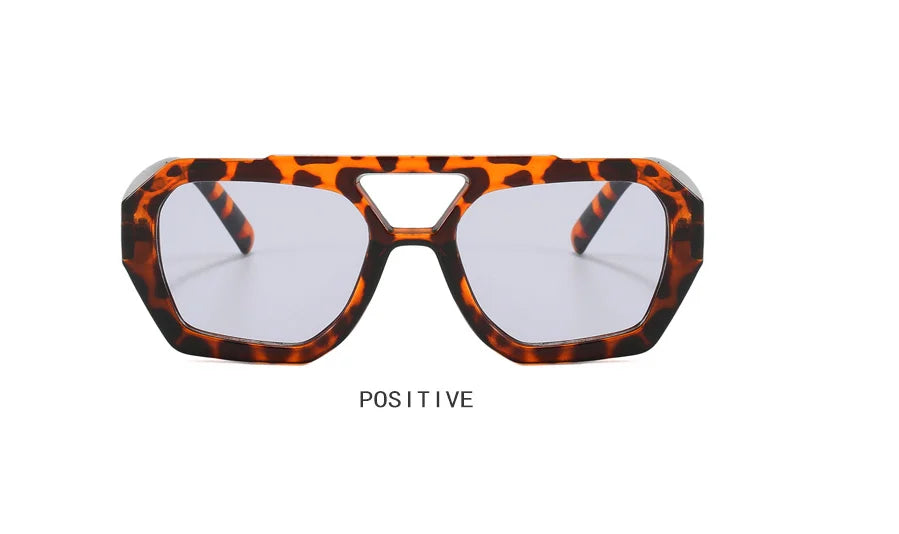 Tortoise Shell Double Beam Geometric Sunglasses | Retro Oversized Eyewear