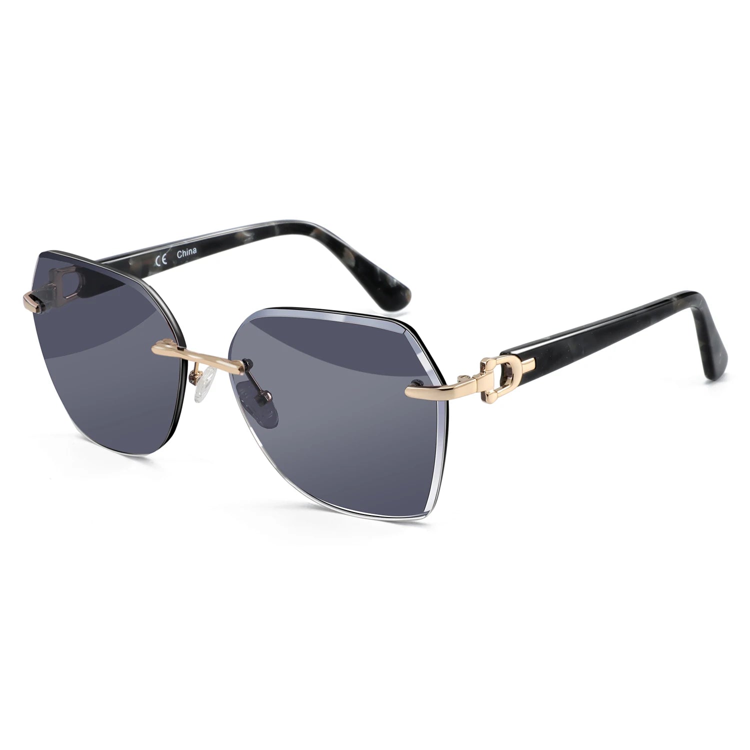 Rimless Oversized Butterfly Sunglasses | UV400 | Diamond-Cut Lenses