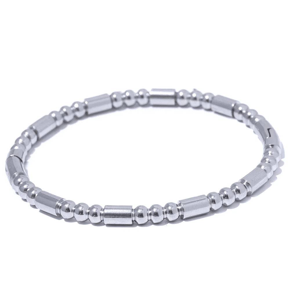 Textured Stainless Steel Bangle Bracelet, Gold & Steel - The PM Edit