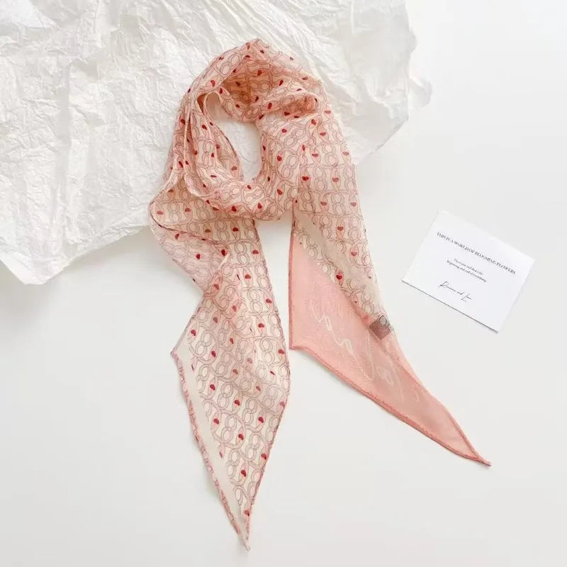 Floral Chiffon Silk-Feel Scarf, 135 x 10 cm | 6 Colors