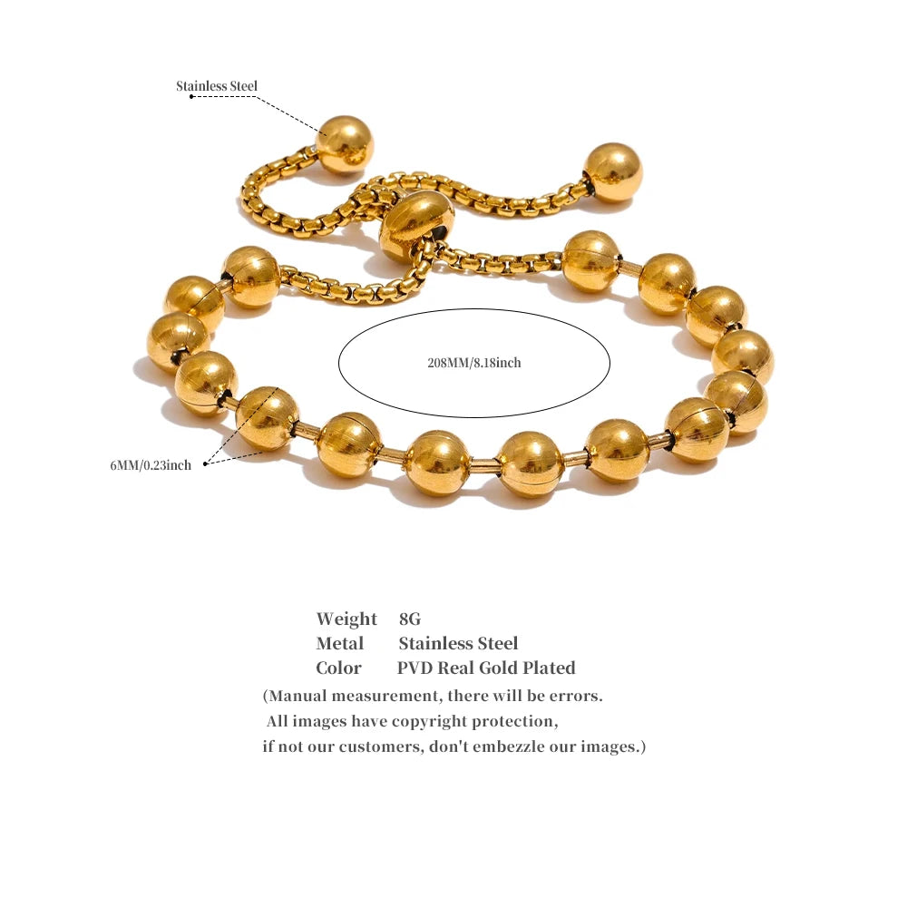 Gold Beaded Chain Bracelet