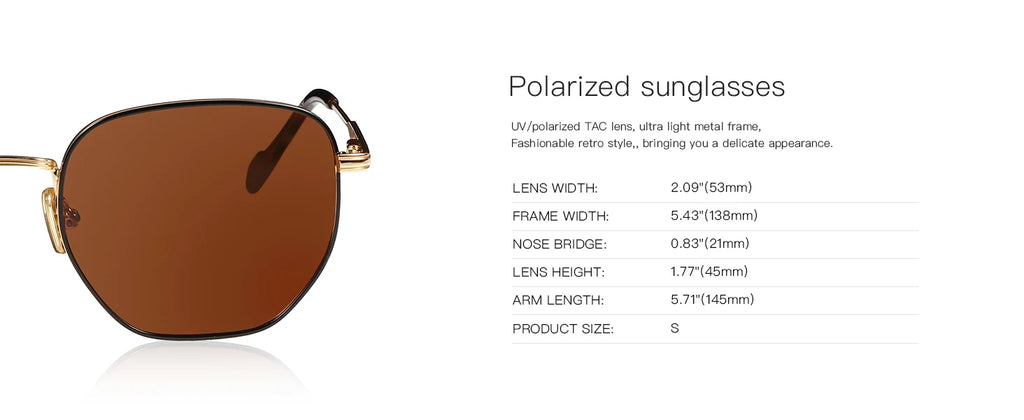 Geometric Polygon Polarized Sunglasses | UV400 | Unisex Metal Frame