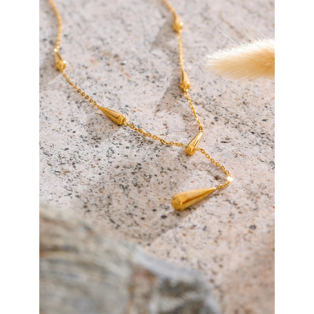 Teardrop Lariat Y-Necklace in 18K Gold & Silver