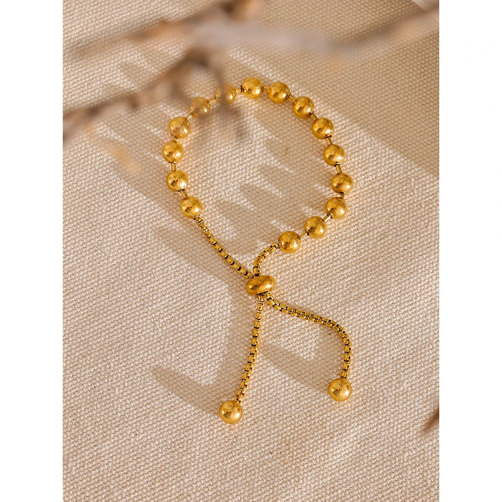Gold Beaded Chain Bracelet