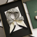 Women's Satin Silk Square Scarf | Black & White Geometric Print | 68x68cm