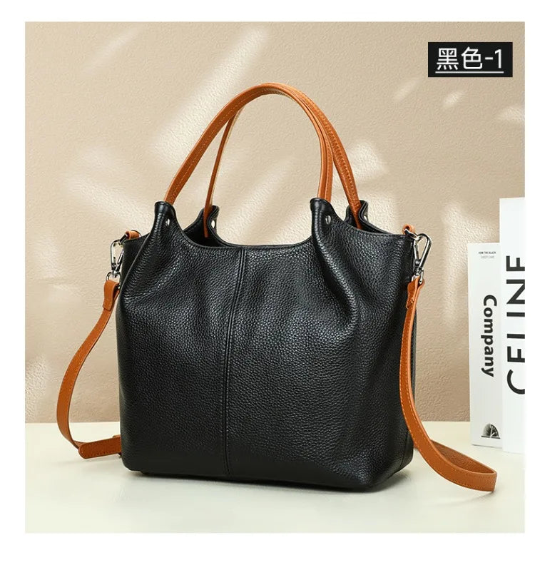 Genuine Leather Soft Cow Tote Bag | Spacious Crossbody & Shoulder Bag