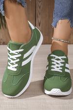 Load image into Gallery viewer, Green Patchwork Breathable Lace Up Sneakers
