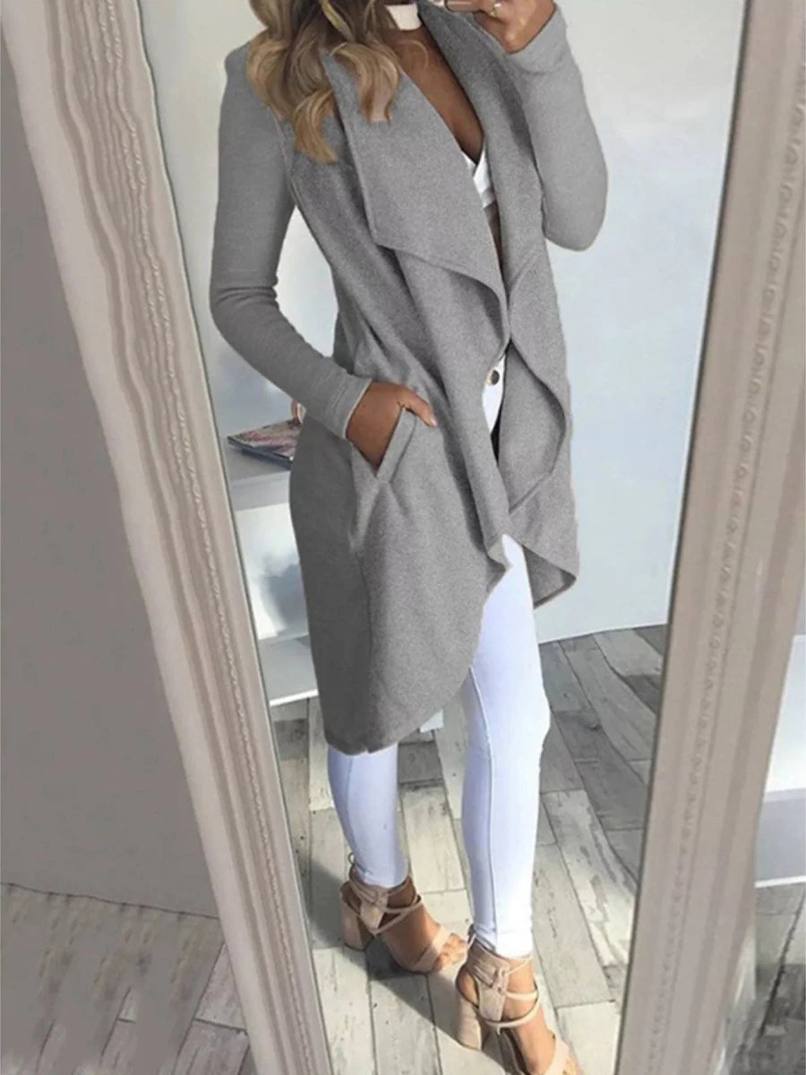 Full Size Lapel Collar Long Sleeve Coat Plus Size - The PM Edit