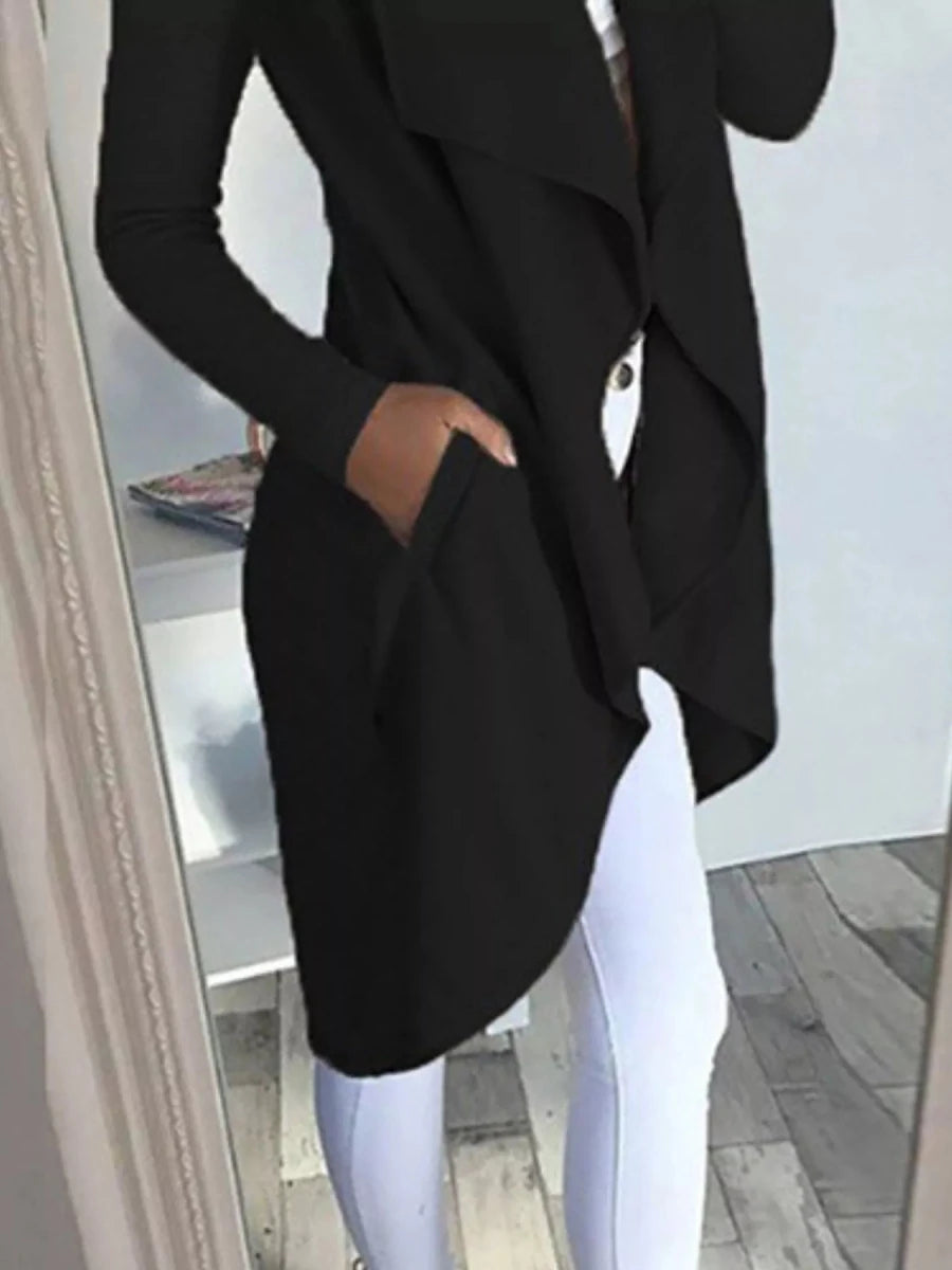 Full Size Lapel Collar Long Sleeve Coat Plus Size - The PM Edit