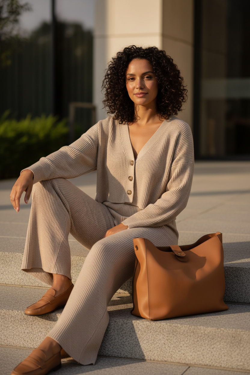 Apricot Knit Set - Outdoor